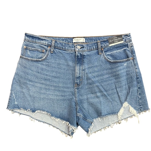 NWT Abercrombie & Fitch Curve Love High Rise 4” Mom Short Size 35 Raw Hem - Picture 3 of 10